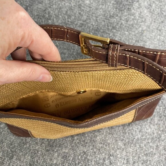 VTG Etienne Aigner Shoulder Bag Purse Handbag Satchel 12 X 10‎ Tan Faux Leather - Picture 7 of 16